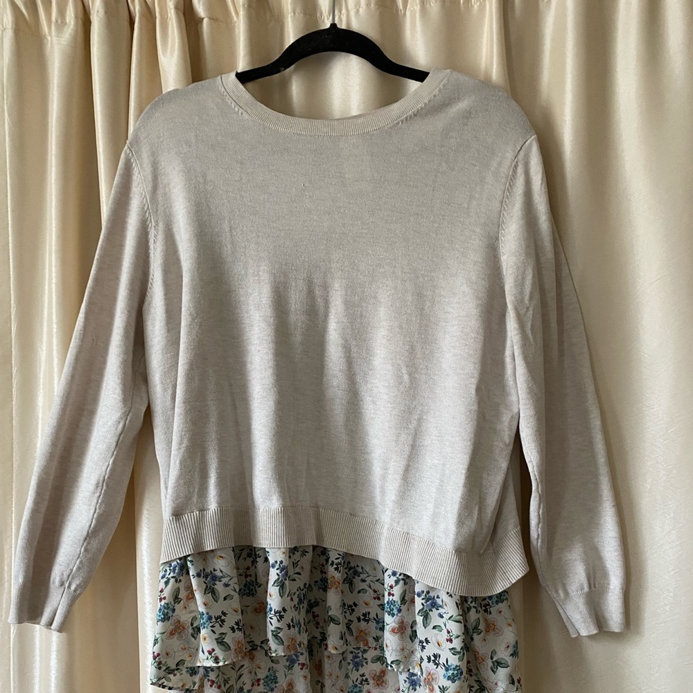 XL SWEATER W/FAUX FLORAL BLOUSE